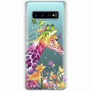 Прозрачный чехол Uprint Samsung G973 Galaxy S10 Colorful Giraffe