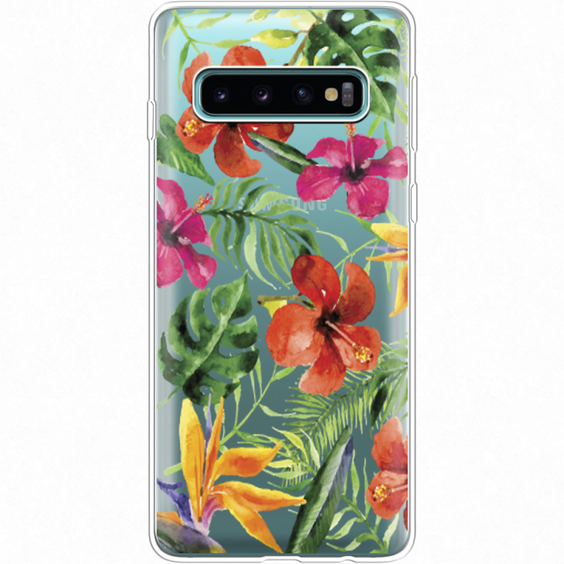 Прозрачный чехол Uprint Samsung G973 Galaxy S10 Tropical Flowers