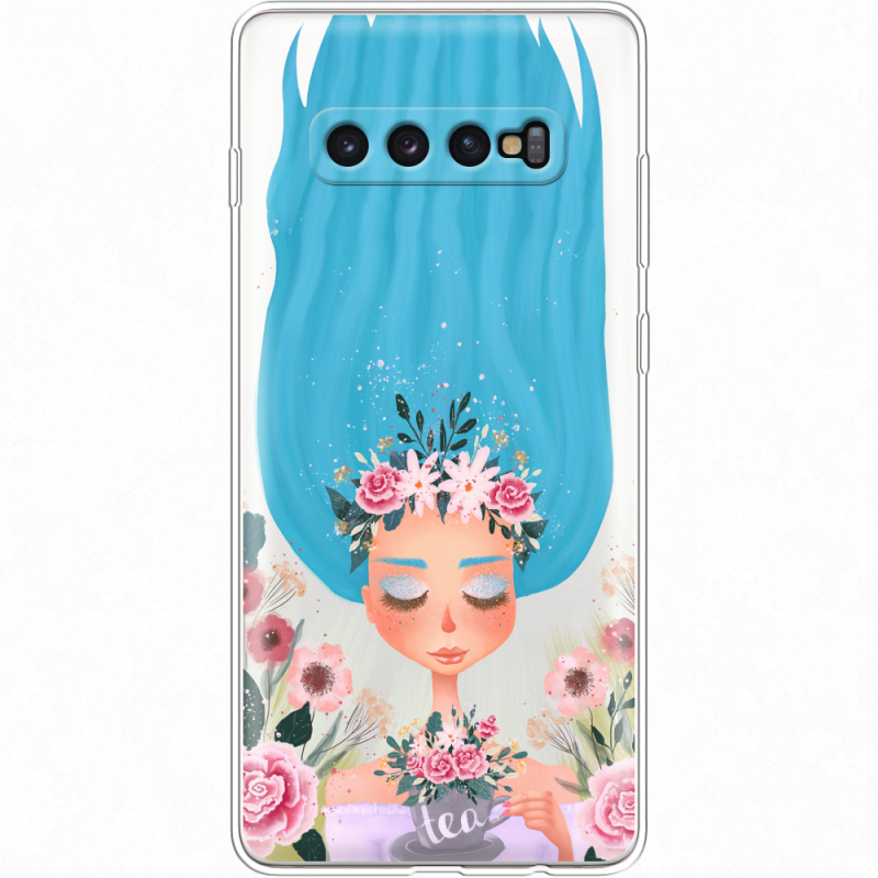 Прозрачный чехол Uprint Samsung G975 Galaxy S10 Plus Blue Hair