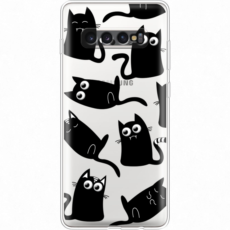 Прозрачный чехол Uprint Samsung G975 Galaxy S10 Plus с 3D-глазками Black Kitty