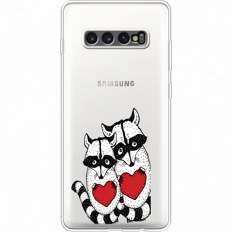 Прозрачный чехол Uprint Samsung G975 Galaxy S10 Plus Raccoons in love