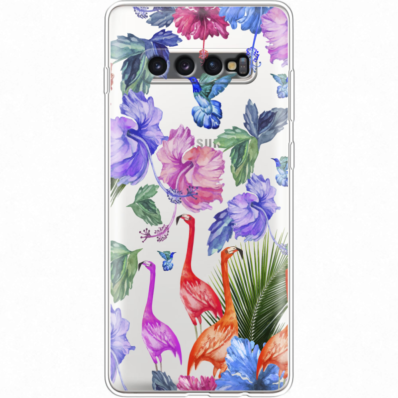 Прозрачный чехол Uprint Samsung G975 Galaxy S10 Plus Flamingo