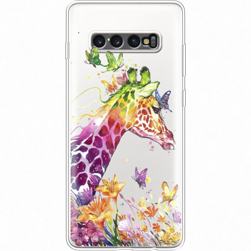 Прозрачный чехол Uprint Samsung G975 Galaxy S10 Plus Colorful Giraffe