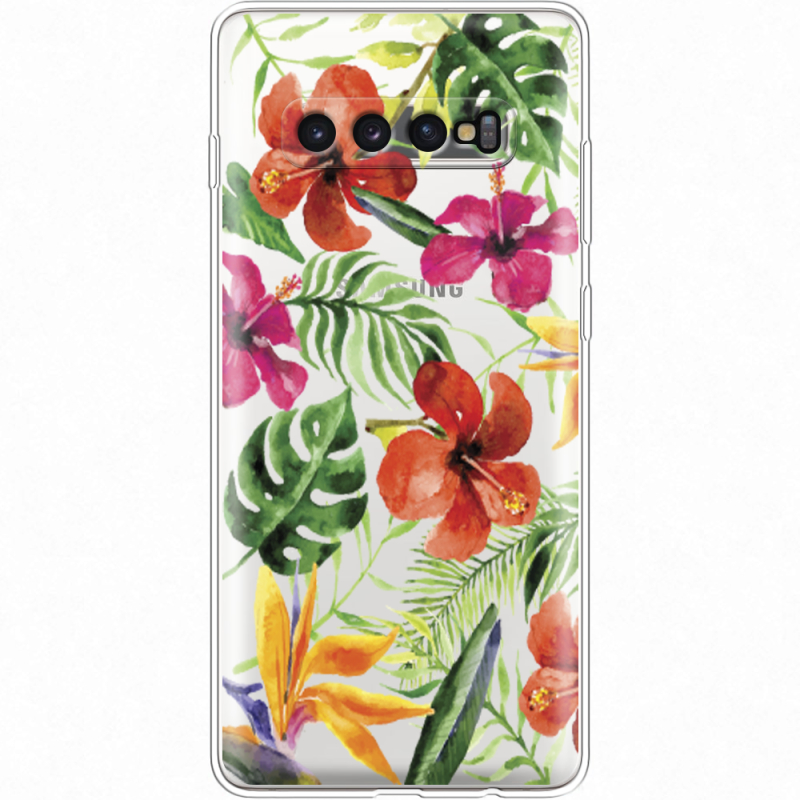 Прозрачный чехол Uprint Samsung G975 Galaxy S10 Plus Tropical Flowers