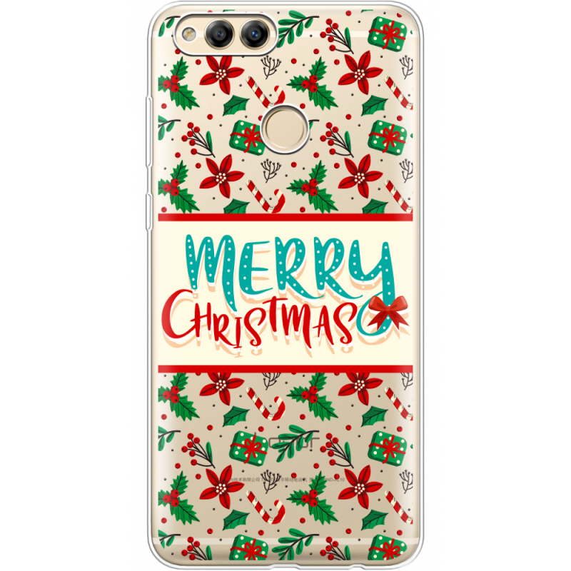 Прозрачный чехол Uprint Honor 7x Vintage Christmas Pattern