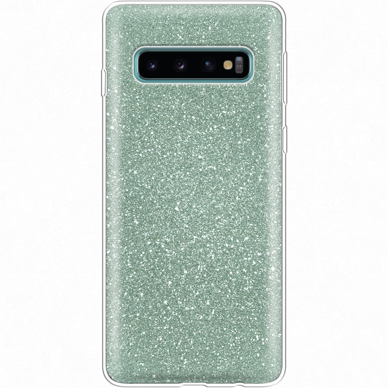 Чехол с блёстками Samsung G973 Galaxy S10 Зеленый