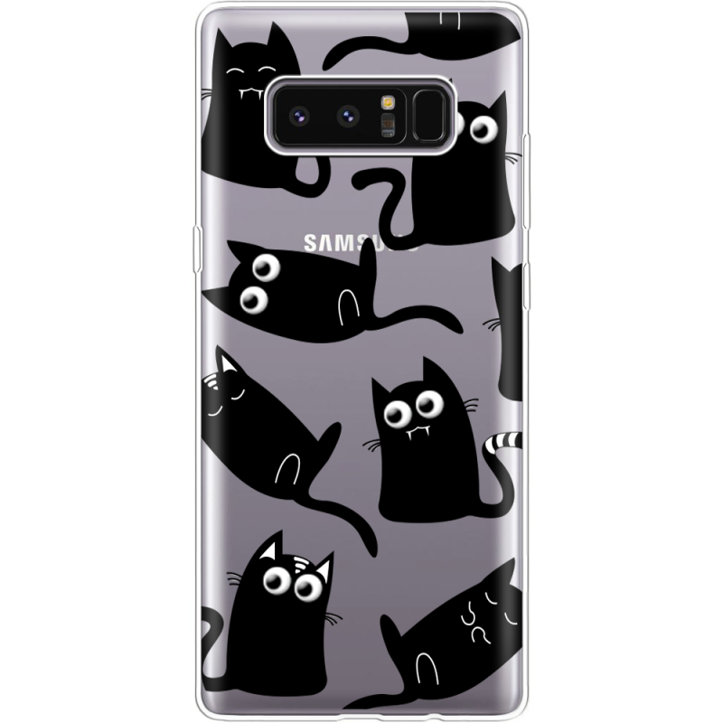 Прозрачный чехол Uprint Samsung N950F Galaxy Note 8 с 3D-глазками Black Kitty