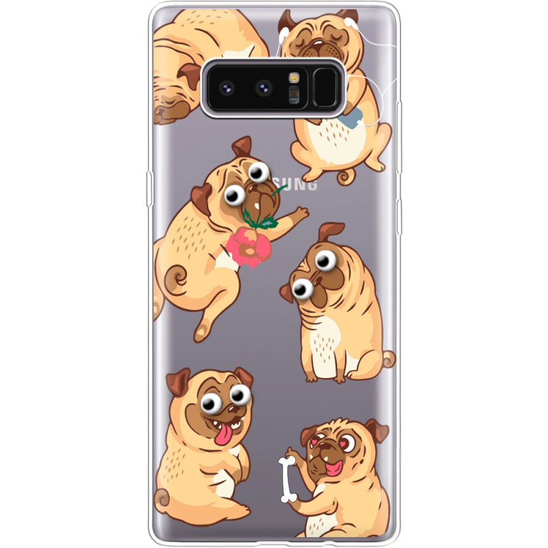 Прозрачный чехол Uprint Samsung N950F Galaxy Note 8 с 3D-глазками Pug