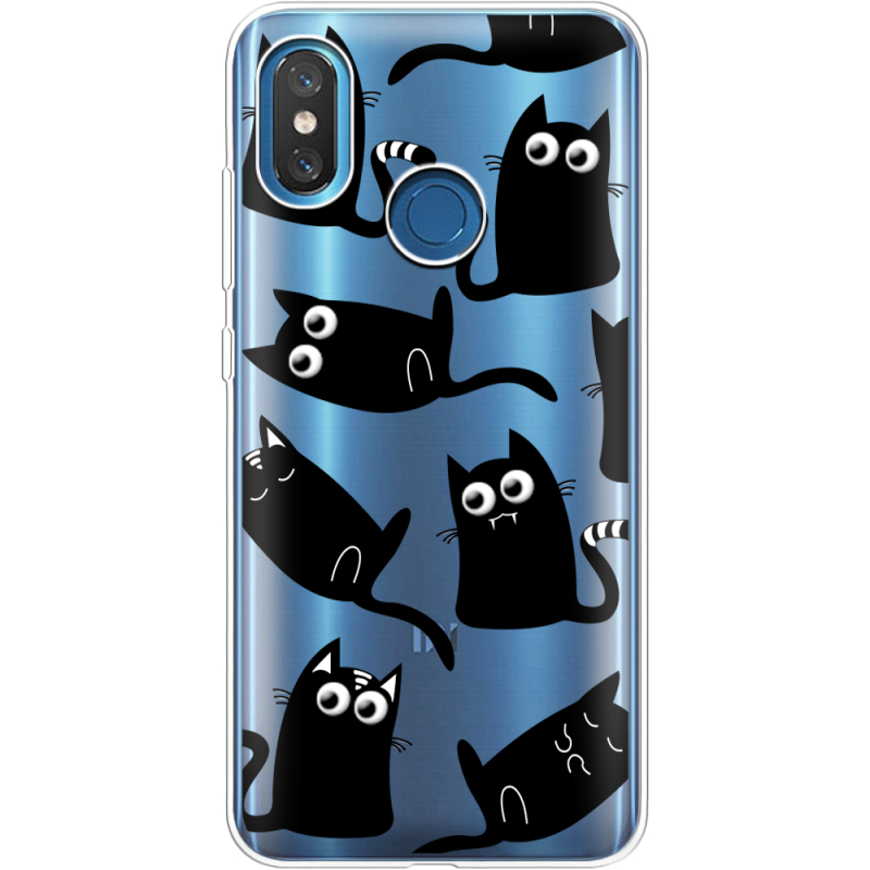 Прозрачный чехол Uprint Xiaomi Mi 8 с 3D-глазками Black Kitty