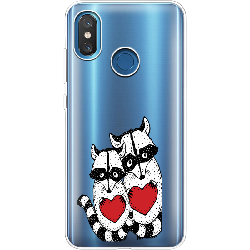 Прозрачный чехол Uprint Xiaomi Mi 8 Raccoons in love