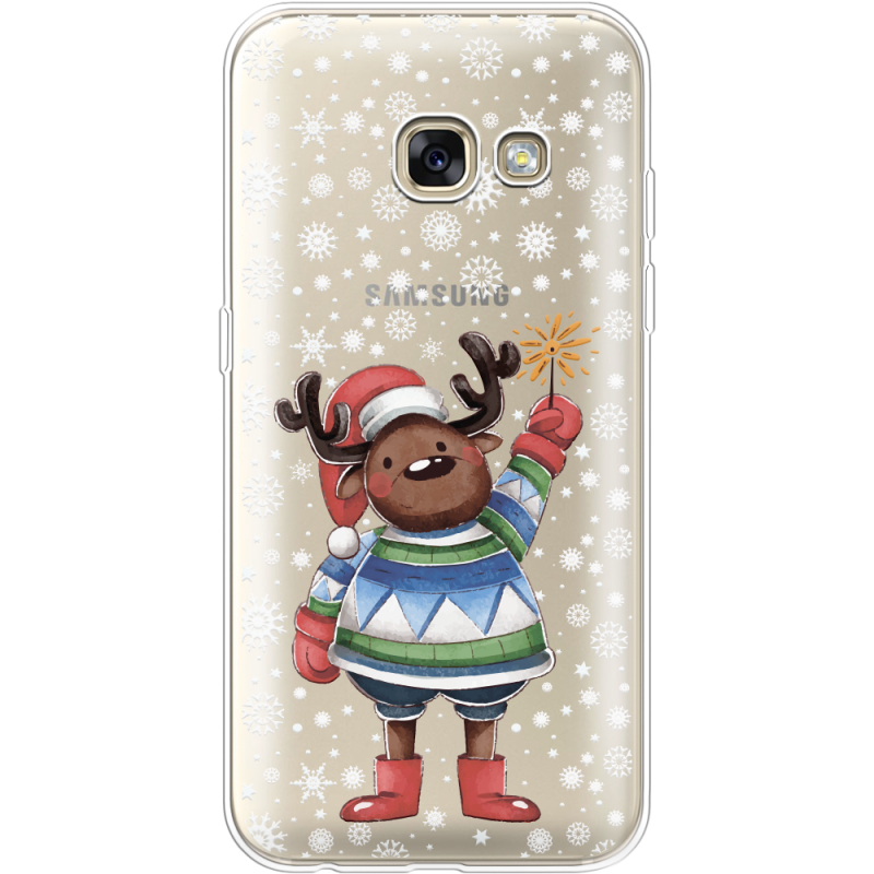 Прозрачный чехол Uprint Samsung A320 Galaxy A3 2017 Christmas Deer with Snow