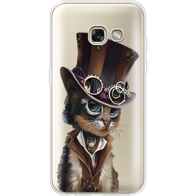 Прозрачный чехол Uprint Samsung A320 Galaxy A3 2017 Steampunk Cat