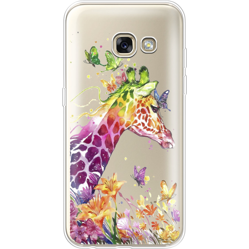 Прозрачный чехол Uprint Samsung A320 Galaxy A3 2017 Colorful Giraffe