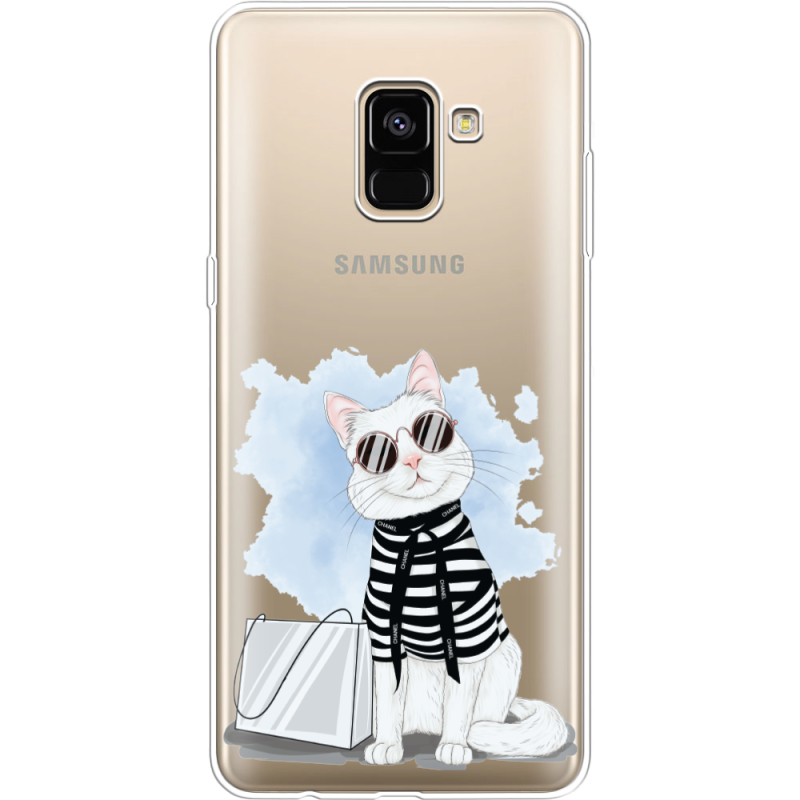 Прозрачный чехол Uprint Samsung A730 Galaxy A8 Plus (2018) Cat Style