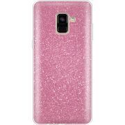 Чехол с блёстками Samsung A730 Galaxy A8 Plus (2018) Розовый