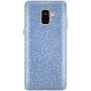 Чехол с блёстками Samsung A730 Galaxy A8 Plus (2018) Голубой
