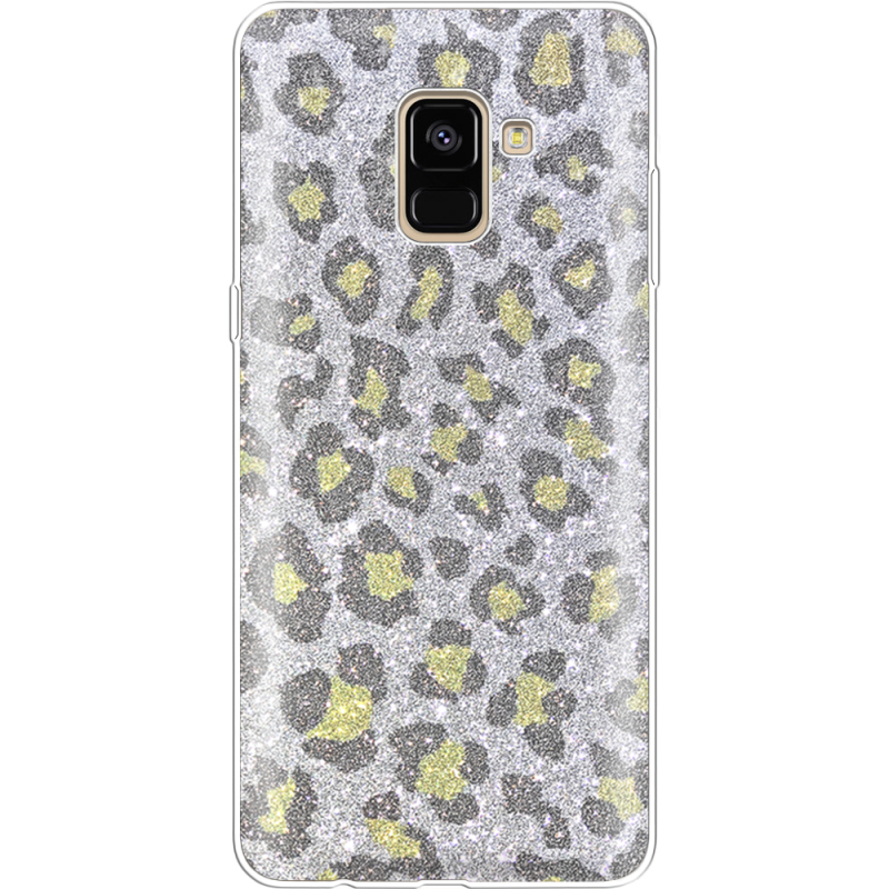 Чехол с блёстками Samsung A730 Galaxy A8 Plus (2018) Леопард