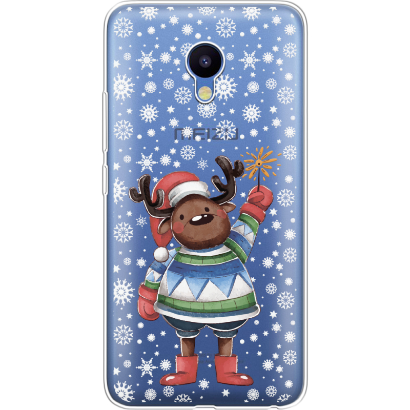 Прозрачный чехол Uprint Meizu M5 Christmas Deer with Snow