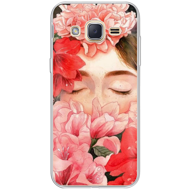 Чехол Uprint Samsung J200H Galaxy J2 Girl in Flowers