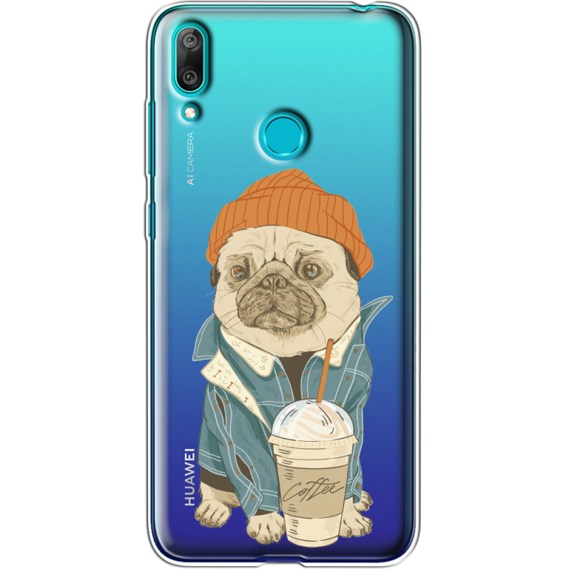 Прозрачный чехол Uprint Huawei Y7 2019 Dog Coffeeman