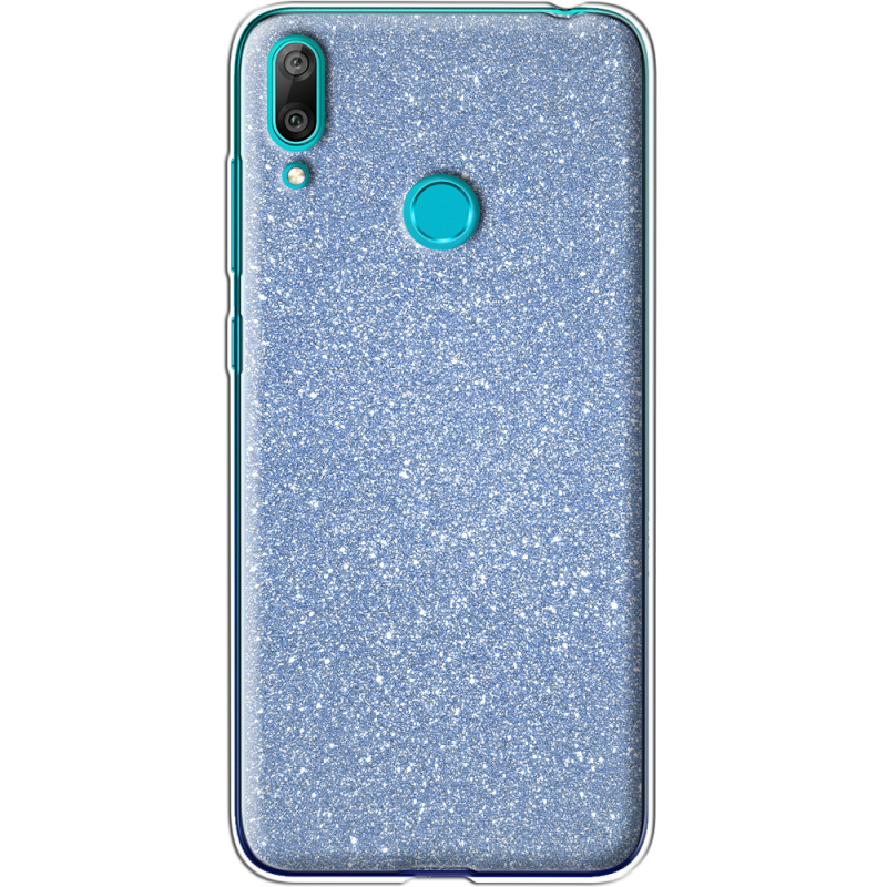 Чехол с блёстками Huawei Y7 2019 Голубой
