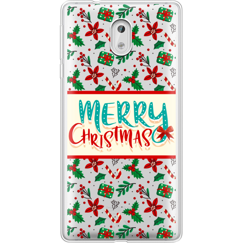 Прозрачный чехол Uprint Nokia 3 Vintage Christmas Pattern