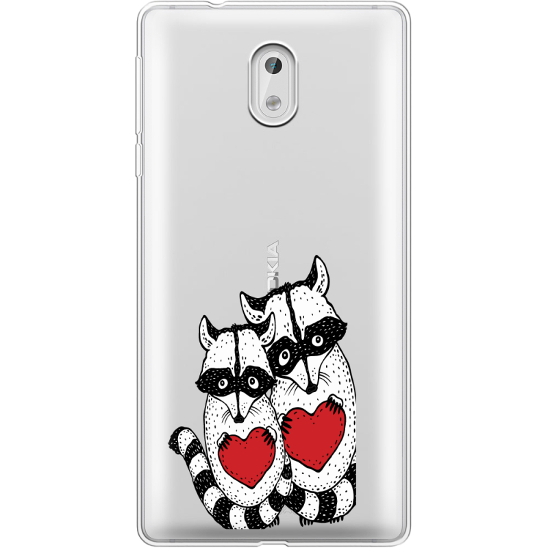 Прозрачный чехол Uprint Nokia 3 Raccoons in love