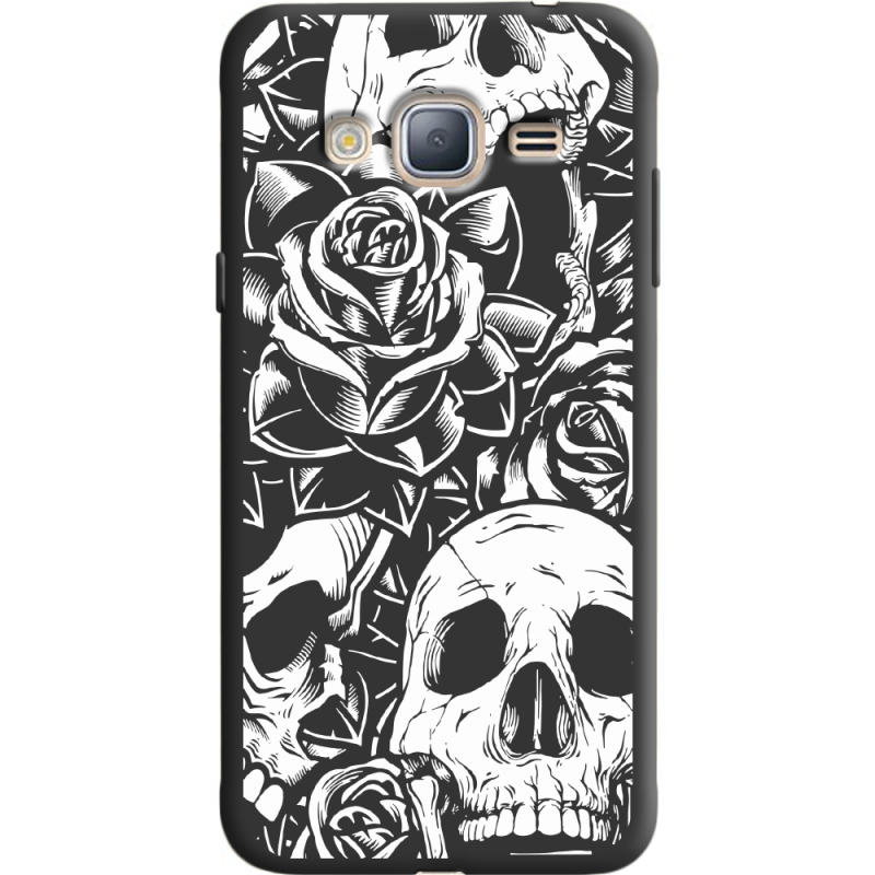 Черный чехол Uprint Samsung J320 Galaxy J3 Skull and Roses