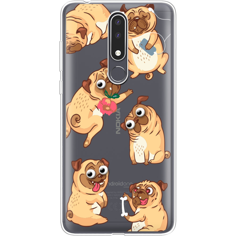 Прозрачный чехол Uprint Nokia 3.1 Plus с 3D-глазками Pug