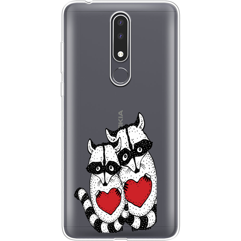 Прозрачный чехол Uprint Nokia 3.1 Plus Raccoons in love