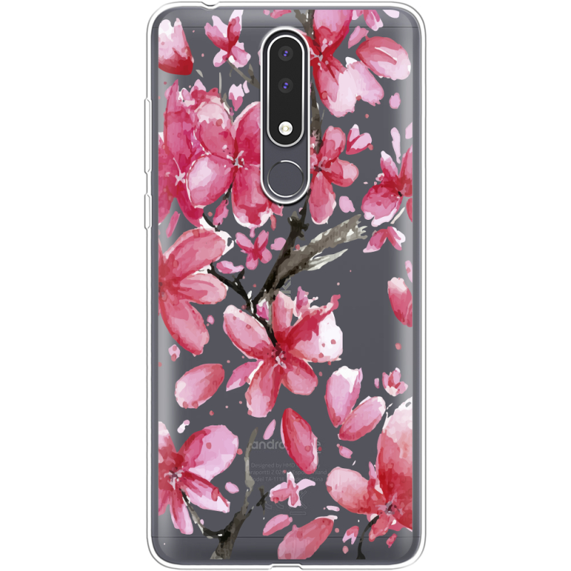 Прозрачный чехол Uprint Nokia 3.1 Plus Pink Magnolia