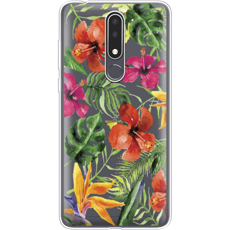 Прозрачный чехол Uprint Nokia 3.1 Plus Tropical Flowers