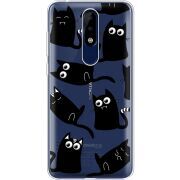 Прозрачный чехол Uprint Nokia 5.1 Plus с 3D-глазками Black Kitty