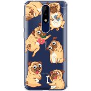 Прозрачный чехол Uprint Nokia 5.1 Plus с 3D-глазками Pug