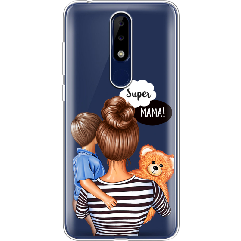 Прозрачный чехол Uprint Nokia 5.1 Plus Super Mama and Son