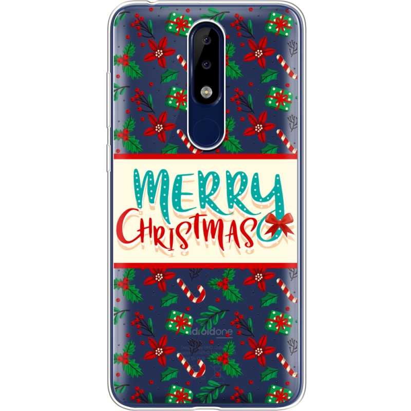 Прозрачный чехол Uprint Nokia 5.1 Plus Vintage Christmas Pattern