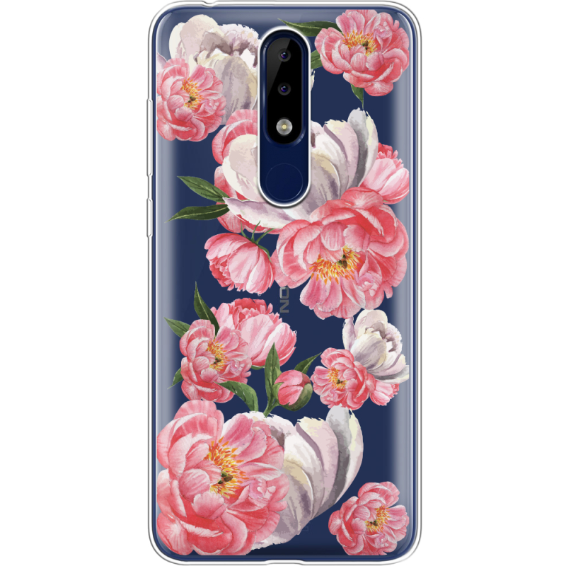 Прозрачный чехол Uprint Nokia 5.1 Plus Peony Watercolor Style