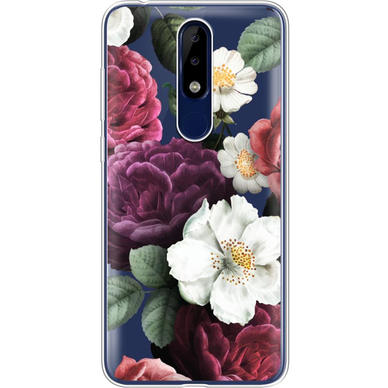 Прозрачный чехол Uprint Nokia 5.1 Plus Floral Dark Dreams