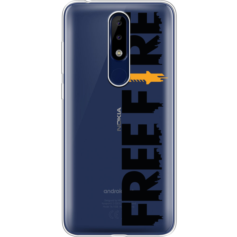 Прозрачный чехол Uprint Nokia 5.1 Plus Free Fire Black Logo