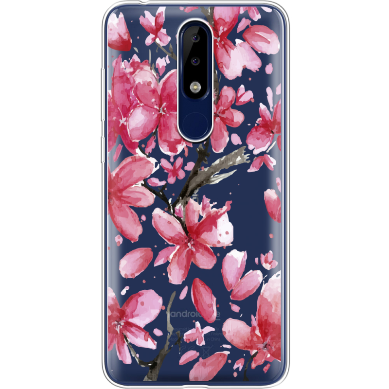 Прозрачный чехол Uprint Nokia 5.1 Plus Pink Magnolia