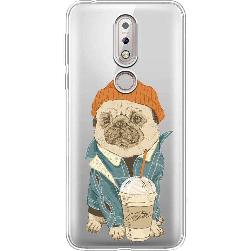 Прозрачный чехол Uprint Nokia 7.1 Dog Coffeeman