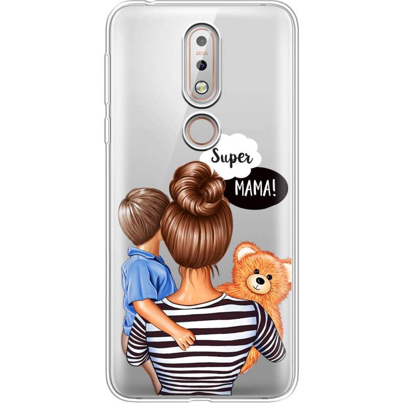 Прозрачный чехол Uprint Nokia 7.1 Super Mama and Son