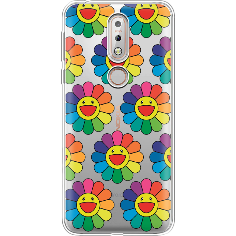 Прозрачный чехол Uprint Nokia 7.1 Hippie Flowers