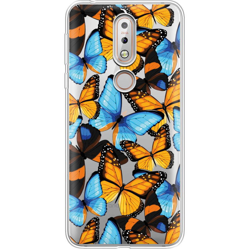 Прозрачный чехол Uprint Nokia 7.1 Butterfly Morpho