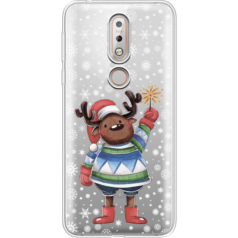 Прозрачный чехол Uprint Nokia 7.1 Christmas Deer with Snow