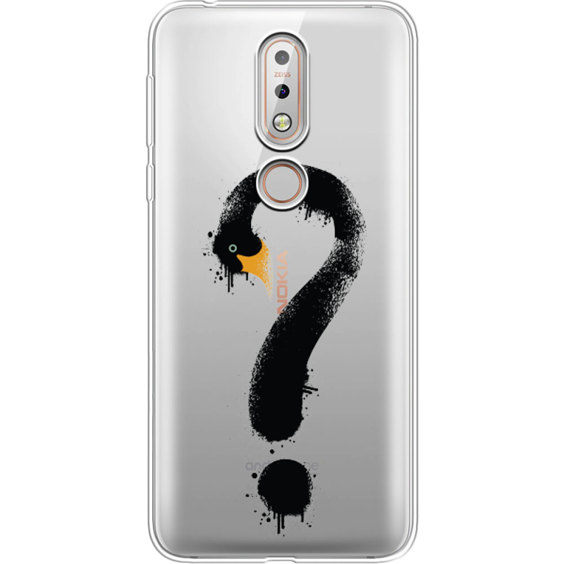 Прозрачный чехол Uprint Nokia 7.1 Swan question