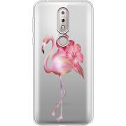 Прозрачный чехол Uprint Nokia 7.1 Floral Flamingo