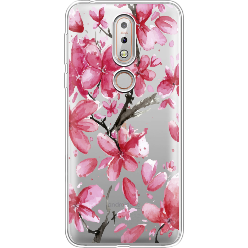 Прозрачный чехол Uprint Nokia 7.1 Pink Magnolia