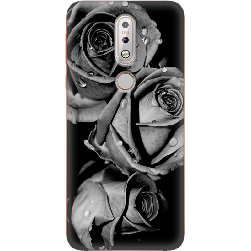 Чехол Uprint Nokia 7.1 Black and White Roses