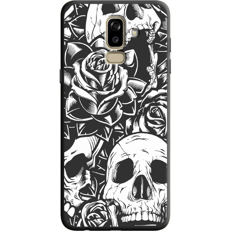 Черный чехол Uprint Samsung J810 Galaxy J8 2018 Skull and Roses